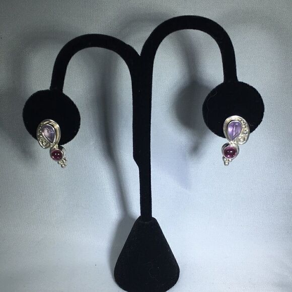 Sajen Offerings sterling silver amethyst earrings - Picture 2 of 2